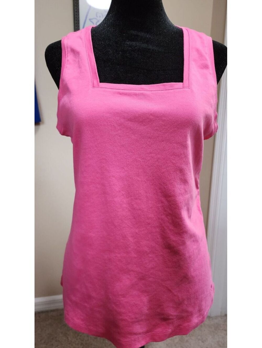 Isaac Mizrahi Live Essentials Pink Sleeveless Square Neck Tank Top Size S